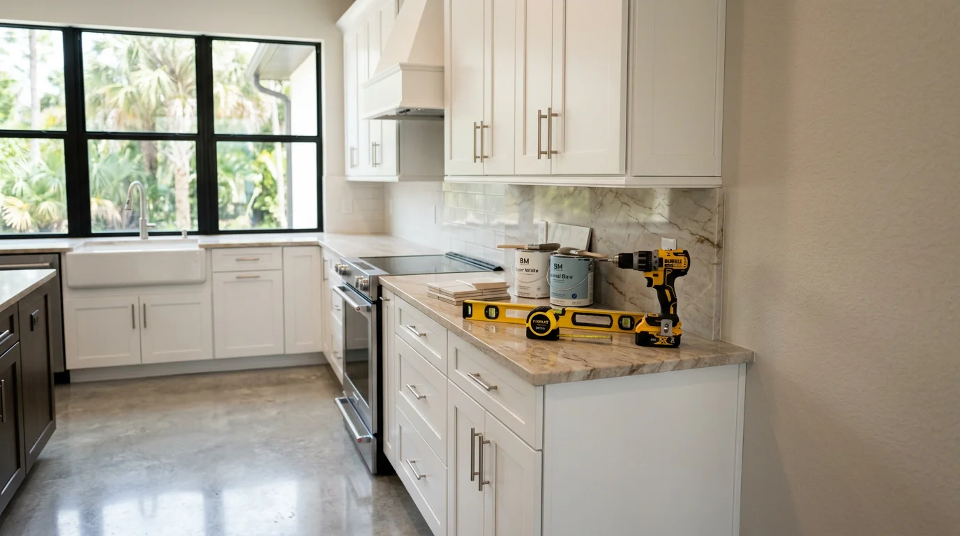 Modern kitchen with custom cabinets and granite countertops