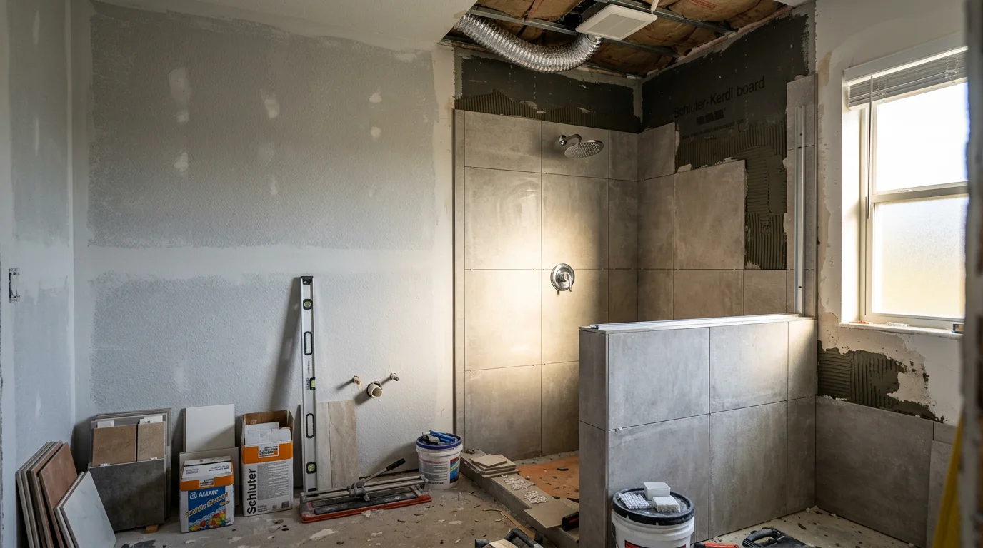 A fully remodeled bathroom interior in a Bonita Springs home, showing updated fixtures, clean wall surfaces, and a walk-in shower with moisture-resistant finishes suited to Southwest Florida's coastal climate.